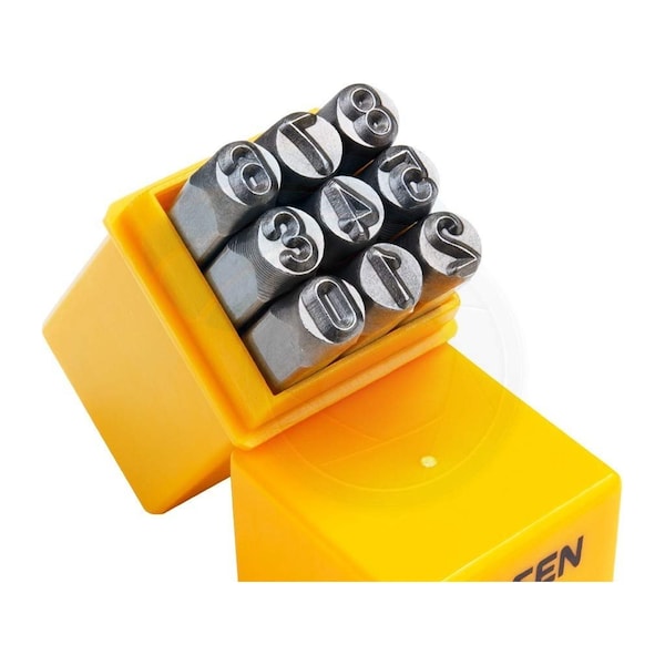Tolsen Steel Punch Stamp Die Set Metal Steel Tool Numbers 0-9 9-Piece Set 6mm 25097 - main